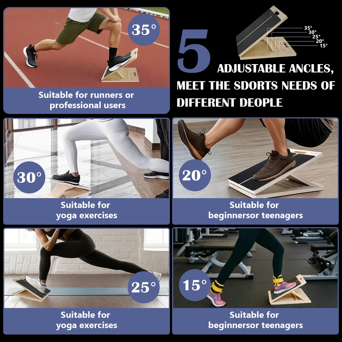 LumiKnee™ Slant Board — Adjustable Wooden Stretch & Strength Board
