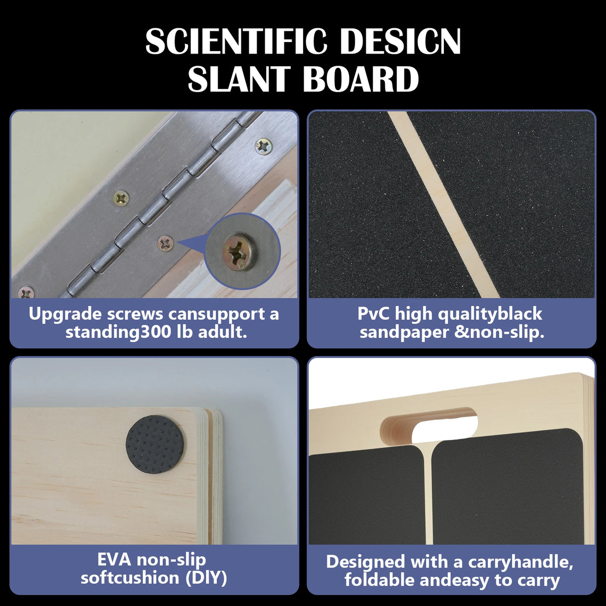 LumiKnee™ Slant Board — Adjustable Wooden Stretch & Strength Board