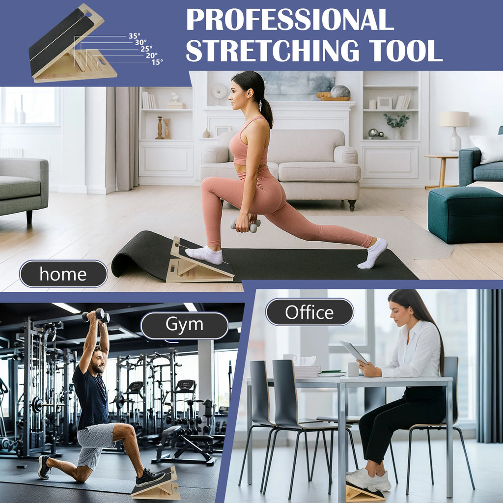 LumiKnee™ Slant Board — Adjustable Wooden Stretch & Strength Board