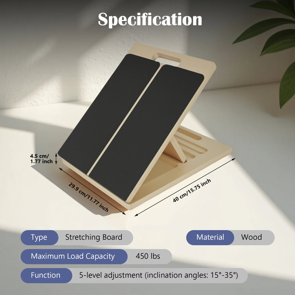 LumiKnee™ Slant Board — Adjustable Wooden Stretch & Strength Board