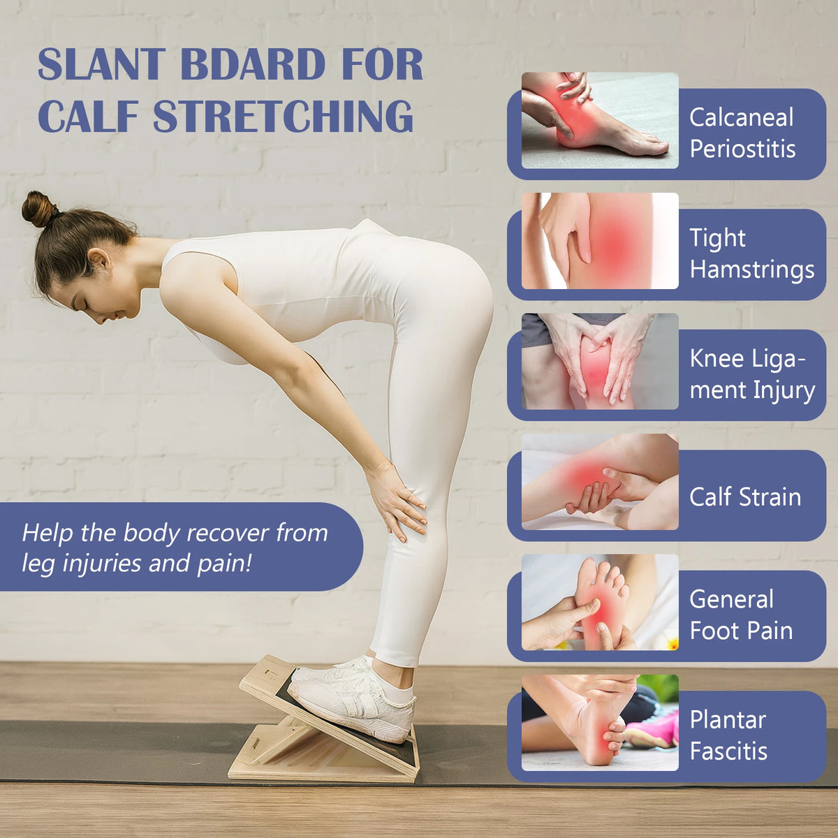 LumiKnee™ Slant Board — Adjustable Wooden Stretch & Strength Board